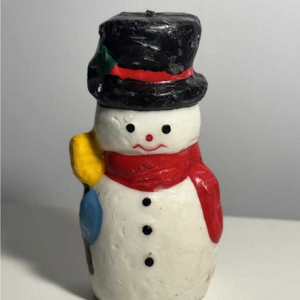 Vintage Hand Painted Christmas Snowman Candle Decor 1980’s